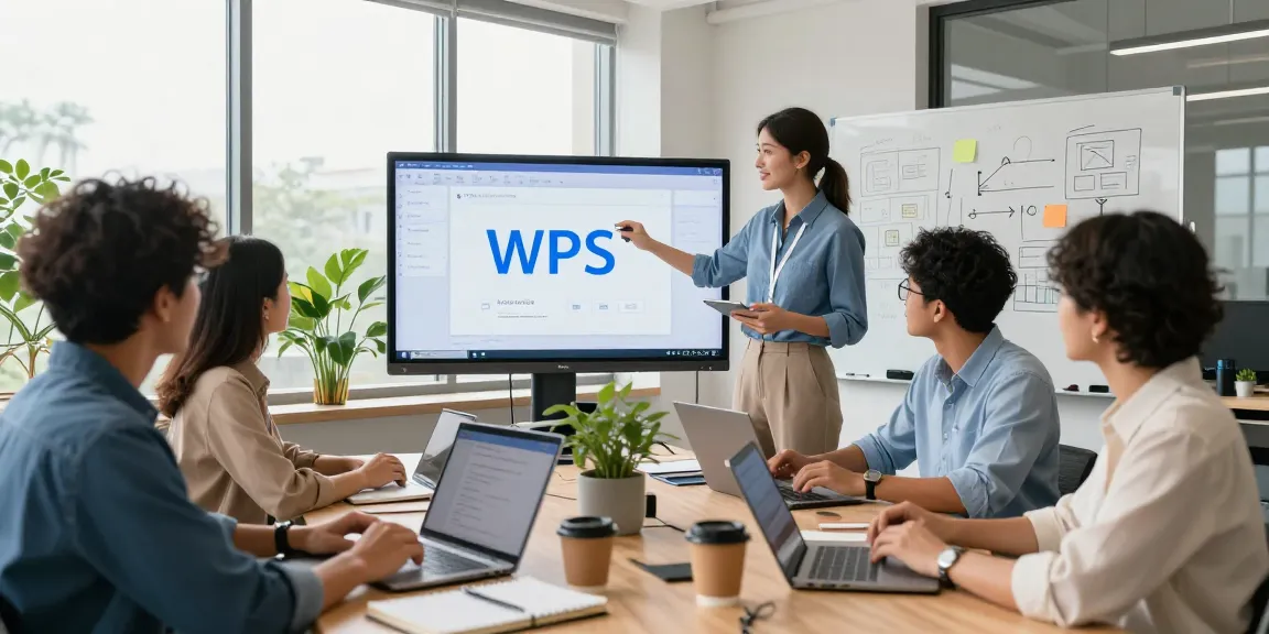 Diverse team collaboration on WPS Office software demonstrating wps下载 in a modern workspace