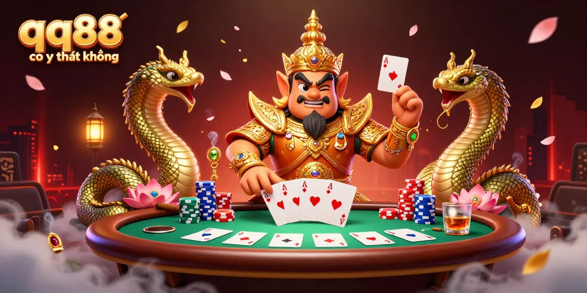 Play table featuring qq88 có uy tín không surrounded by lively 3D characters and vibrant casino elements.