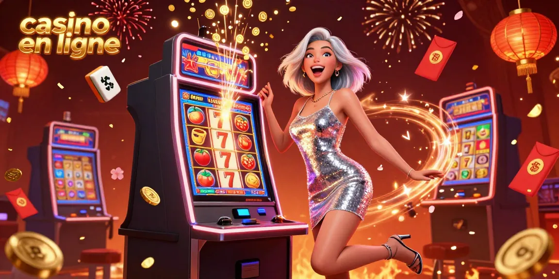 Profitez de l'excitation du casino en ligne avec des jeux de machines à sous dynamiques et des visuels festifs mettant en scène un jackpot.