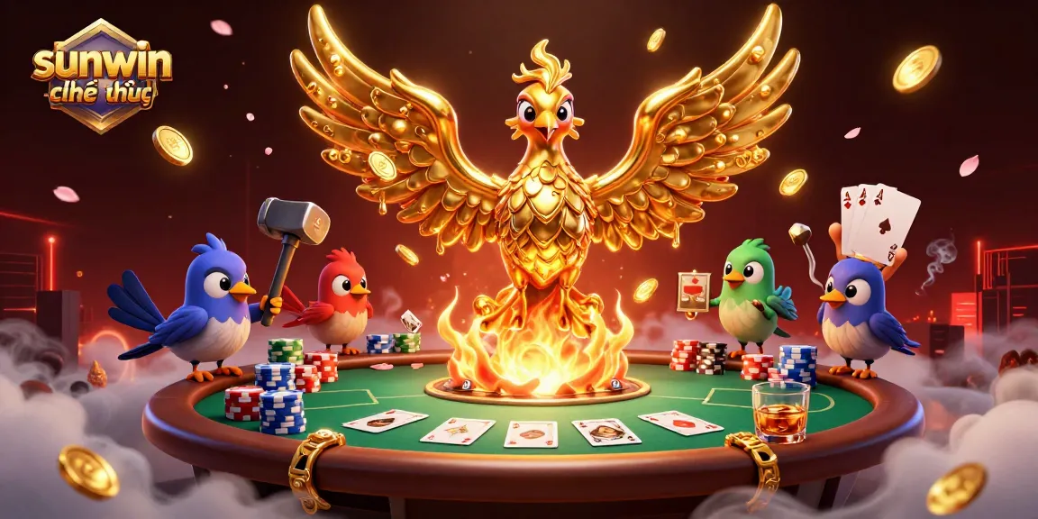Experience the thrill of sunwin chính thức with an exciting poker scene illustrated.