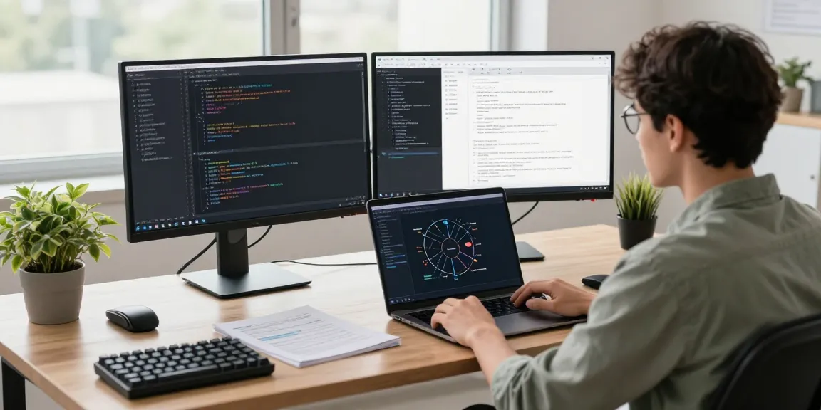 快连 software developer optimizing network connectivity in a modern workspace.