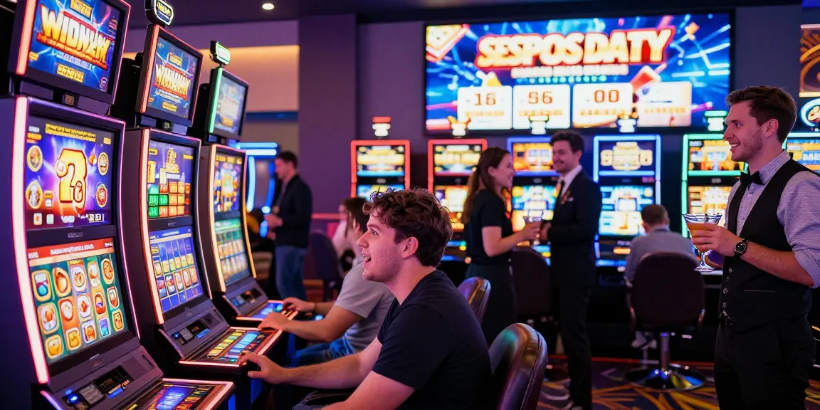 Excited players at vibrant casino slots enjoying the slot bonus new member 100 promotion