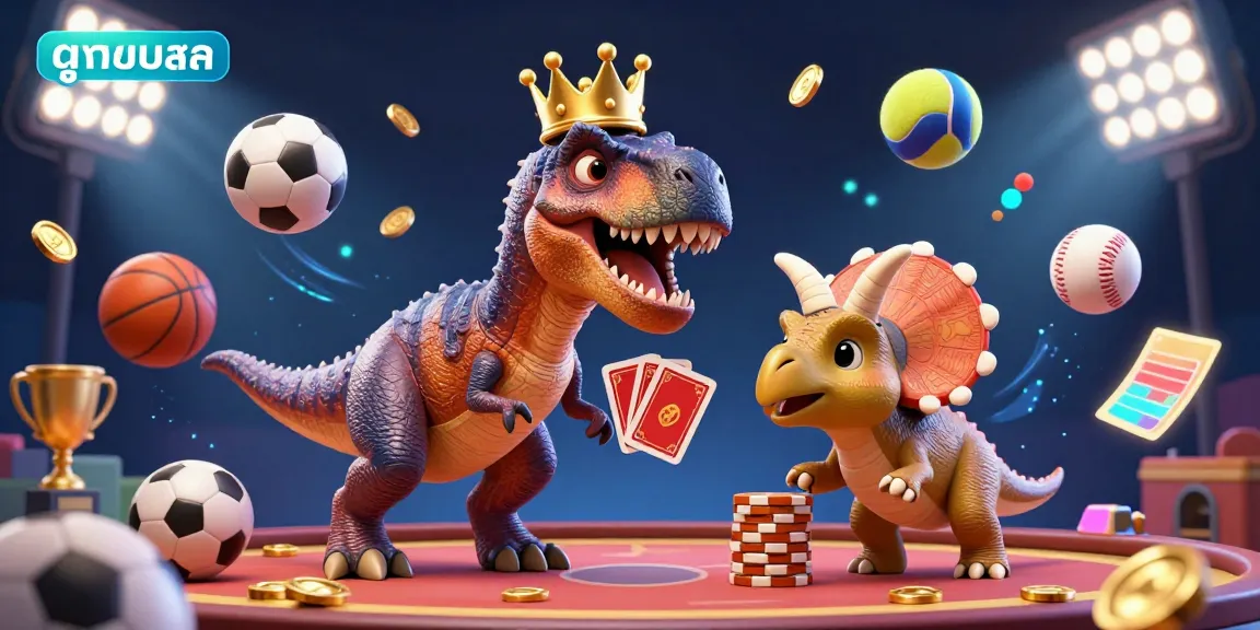Experience the excitement of ดูบอลสด with vibrant sports elements and animated characters in a dynamic betting scene.