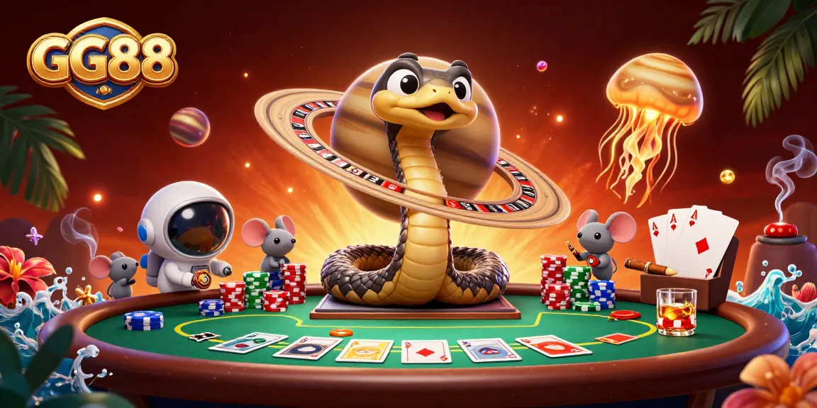 Experience thrilling action with GG88 at a cosmic casino featuring playful astronaut mice and a giant jellyfish dealer.
