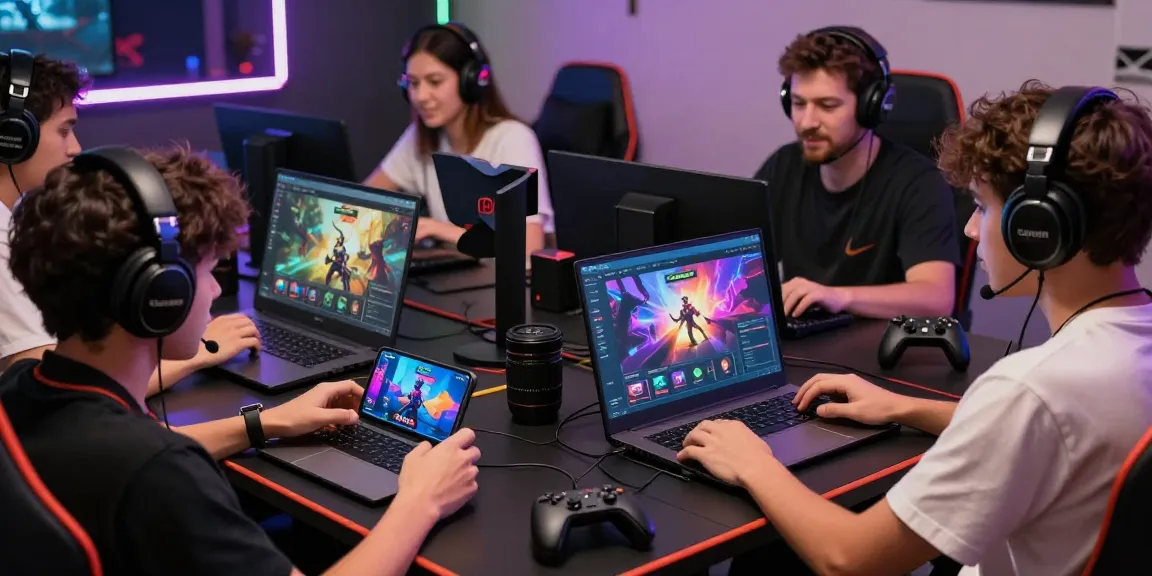 Pengguna rajareceh bermain game online di lingkungan yang ceria dengan perangkat lengkap.