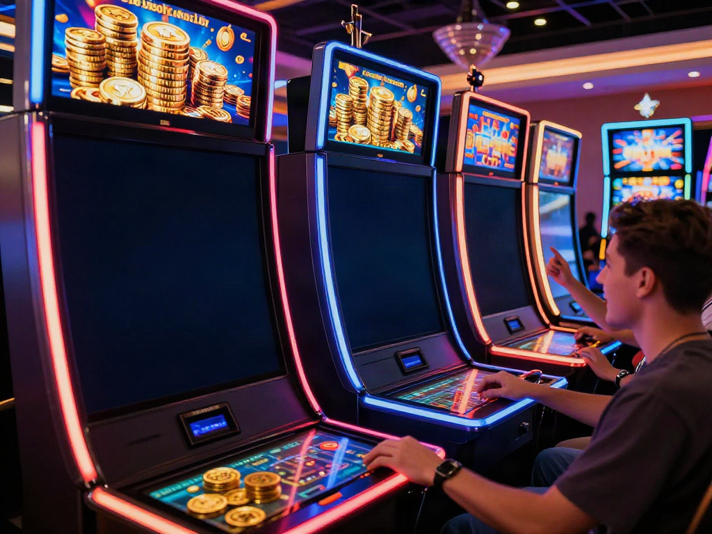 Permainan slot777 online dengan pemain bersemangat merayakan kemenangan besar.