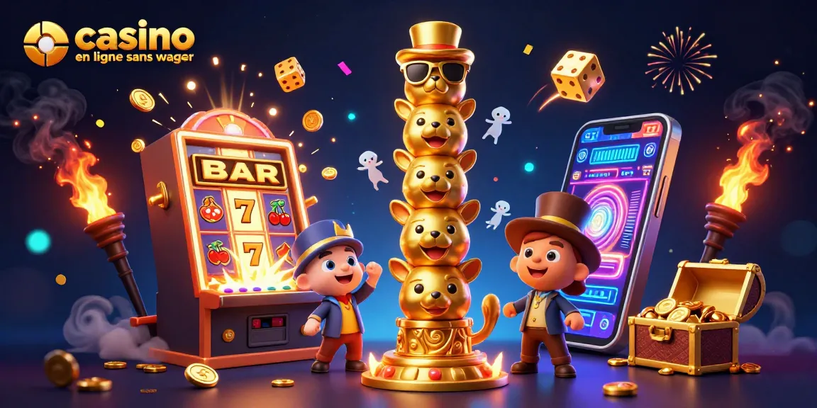 Profitez d'une expérience de casino en ligne sans wager avec des symboles de chance et des machines à sous animées.