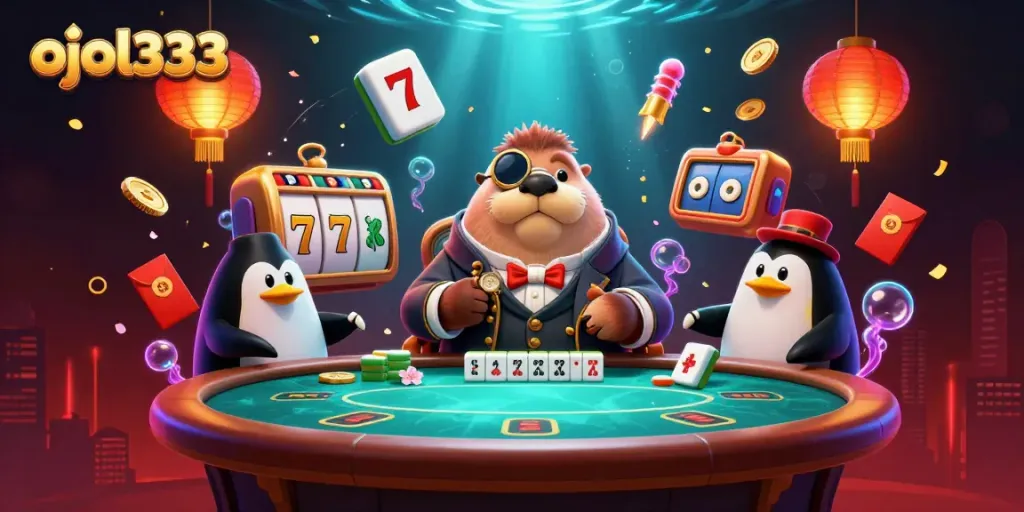 Join the gambling fun as ojol333 plays at an underwater poker table with exciting visuals.