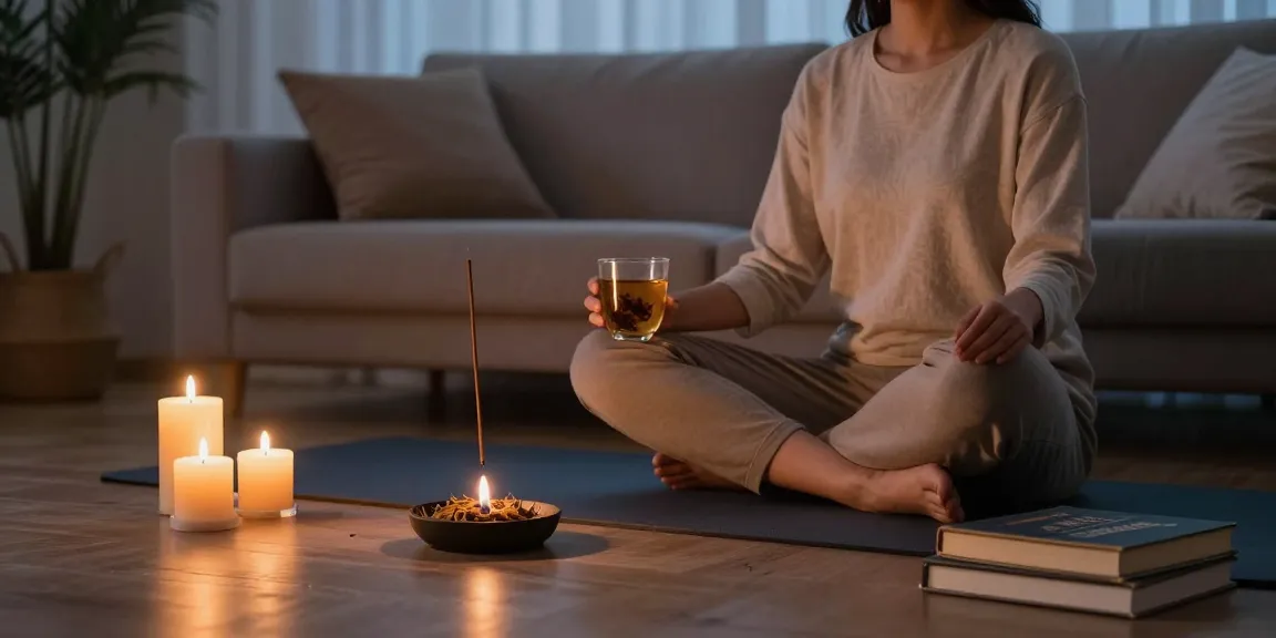 Experience the calming effects of buy-black-mamba-ultra-herbal-incense in a serene home environment with candles and tea.