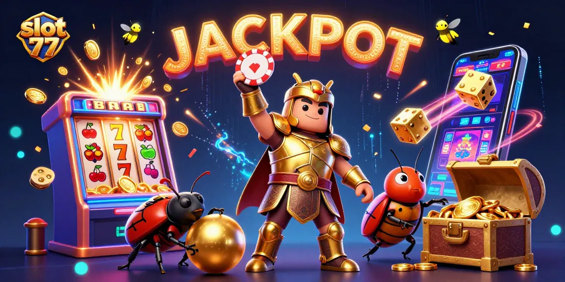 Spin to win with slot 77 at an explosive casino scene filled with vibrant games and lucky symbols.