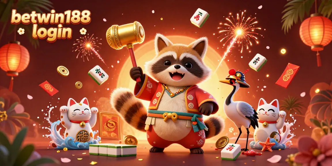 Masuki keseruan dengan betwin188 login, karakter kartun berwarna-warni dan elemen keberuntungan di latar belakang.