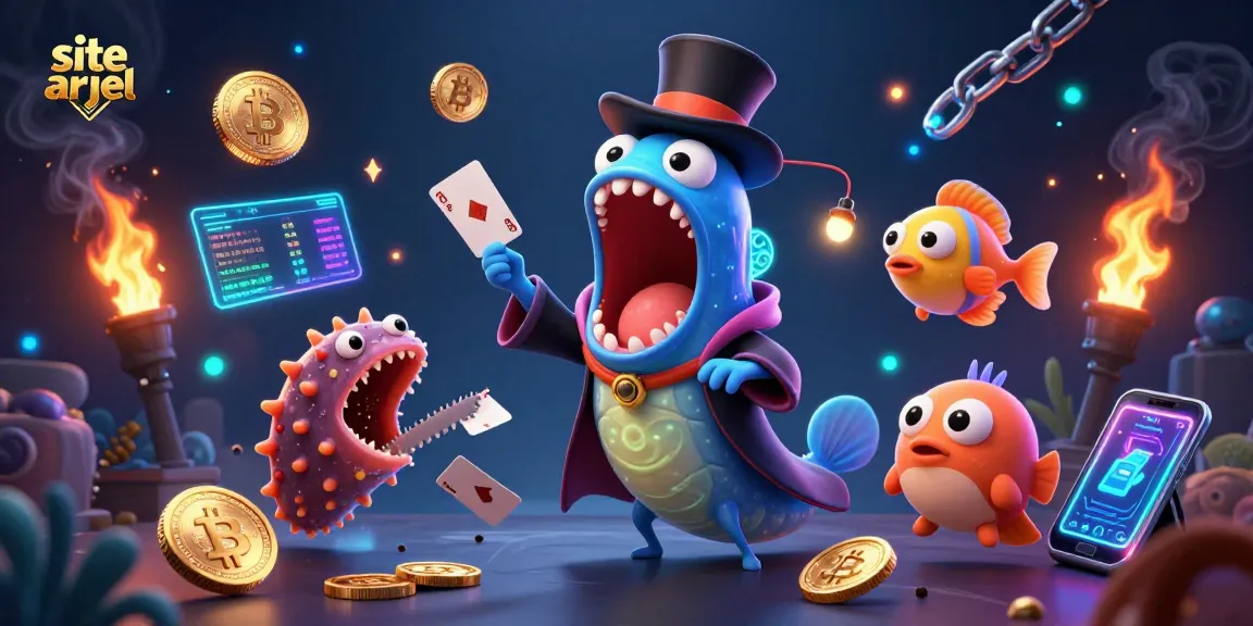 Un spectacle de magie aquatique sur un site hors arjel avec des créatures marines et des pièces de cryptomonnaie