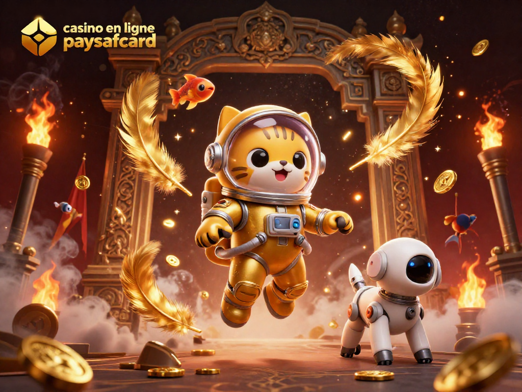Découvrez le casino en ligne paysafecard avec une illustration 3D de jeux dynamiques et personnages captivants.