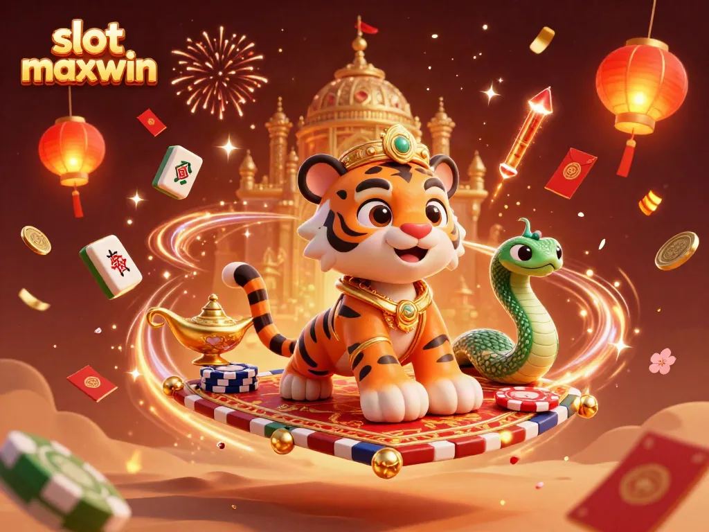 Experience the thrill of slot maxwin in this vibrant 3D casino scene filled with energy and excitement.