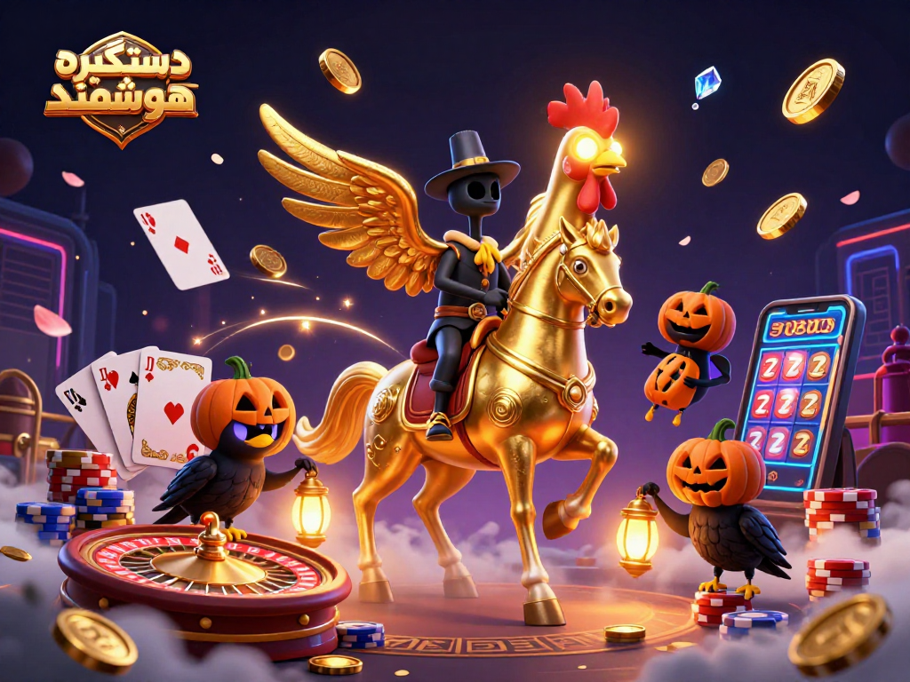 Engage with دستگیره هوشمند in an enchanting casino scene filled with sparkling gems and golden coins!