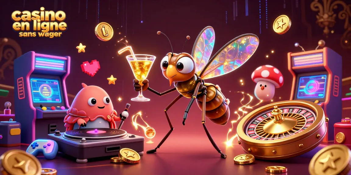 Jouez à casino en ligne sans wager avec cette illustration dynamique mêlant mascottes et éléments de jeu.