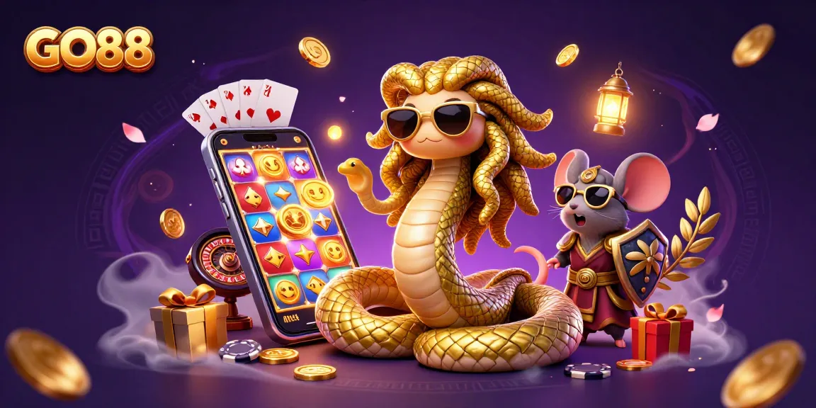 Engage with the exciting world of GO88 slot games, featuring charismatic characters in a vibrant casino atmosphere.