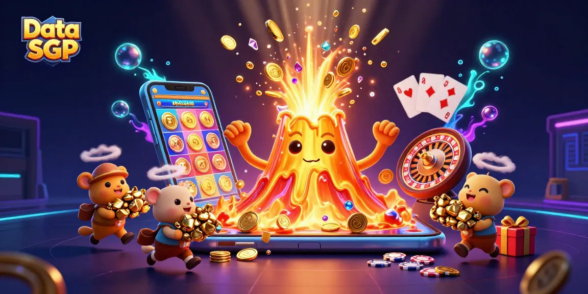 Engage with dynamic gaming action in Data SGP, featuring a golden volcano and treasure hunters.