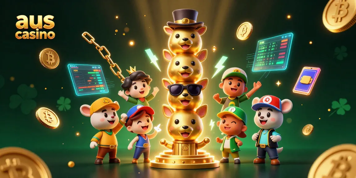 Explore exciting gaming elements at aus casino with a vibrant 3D cartoon illustration.