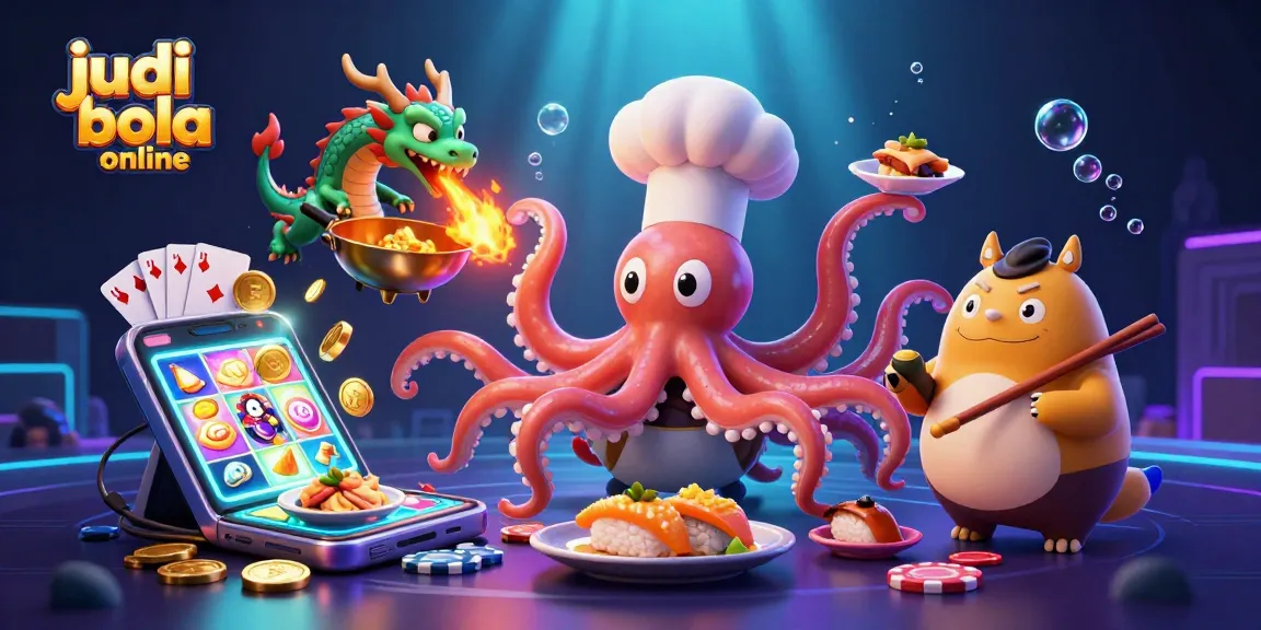 Engage in judi bola online with vibrant betting elements and colorful characters in this 3D illustration.