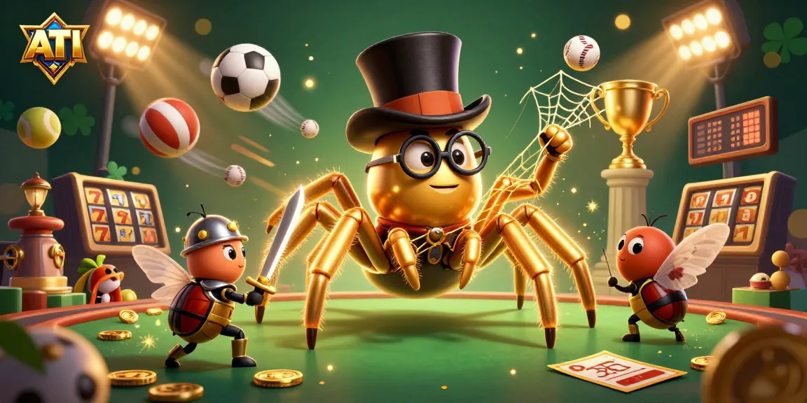 ATI showcases vibrant gambling action with a golden tarantula weaving excitement in a casino scene.