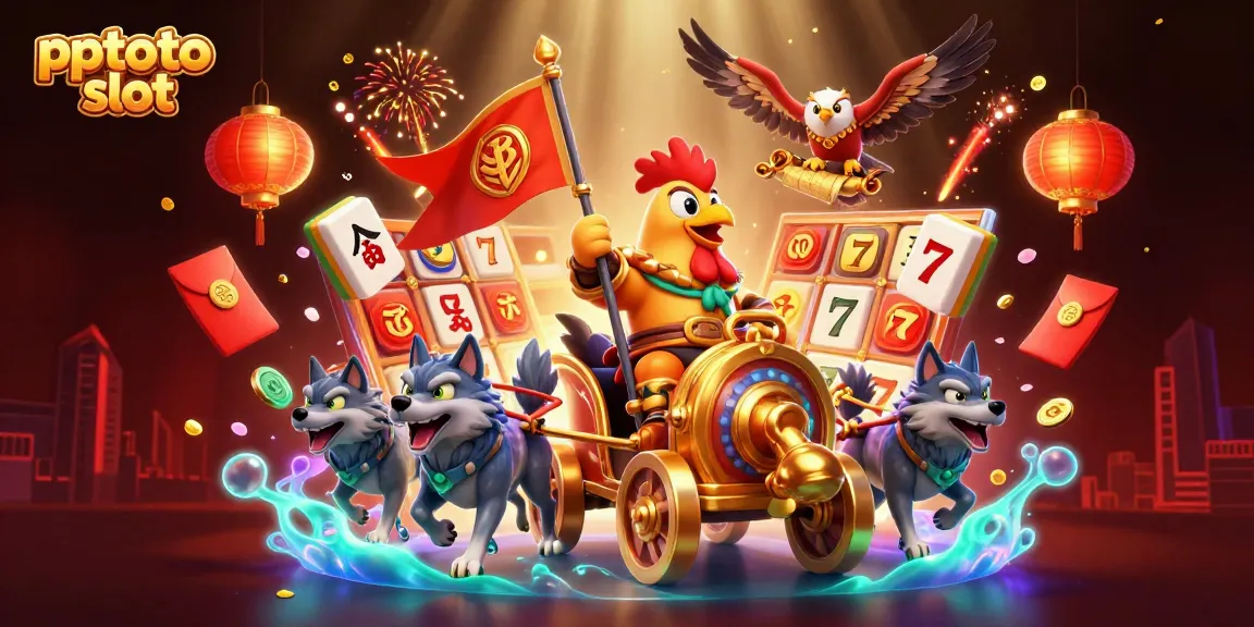 Experience the thrill of pptoto slot with a vibrant 3D casino scene featuring dynamic characters and game elements.