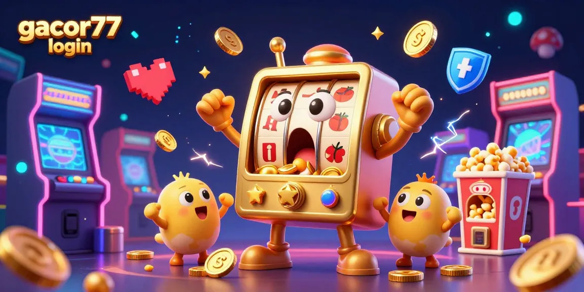 Experience the thrilling gacor77 login as the golden slot machine celebrates its jackpot with coins pouring out.
