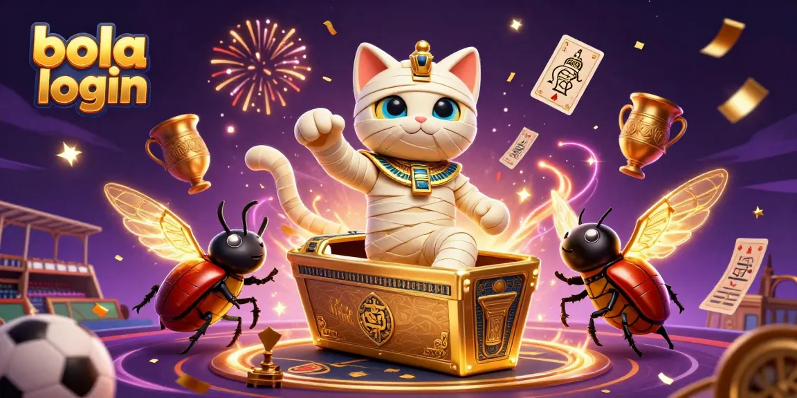 Bola login and sports betting excitement captured in a vibrant 3D illustration.