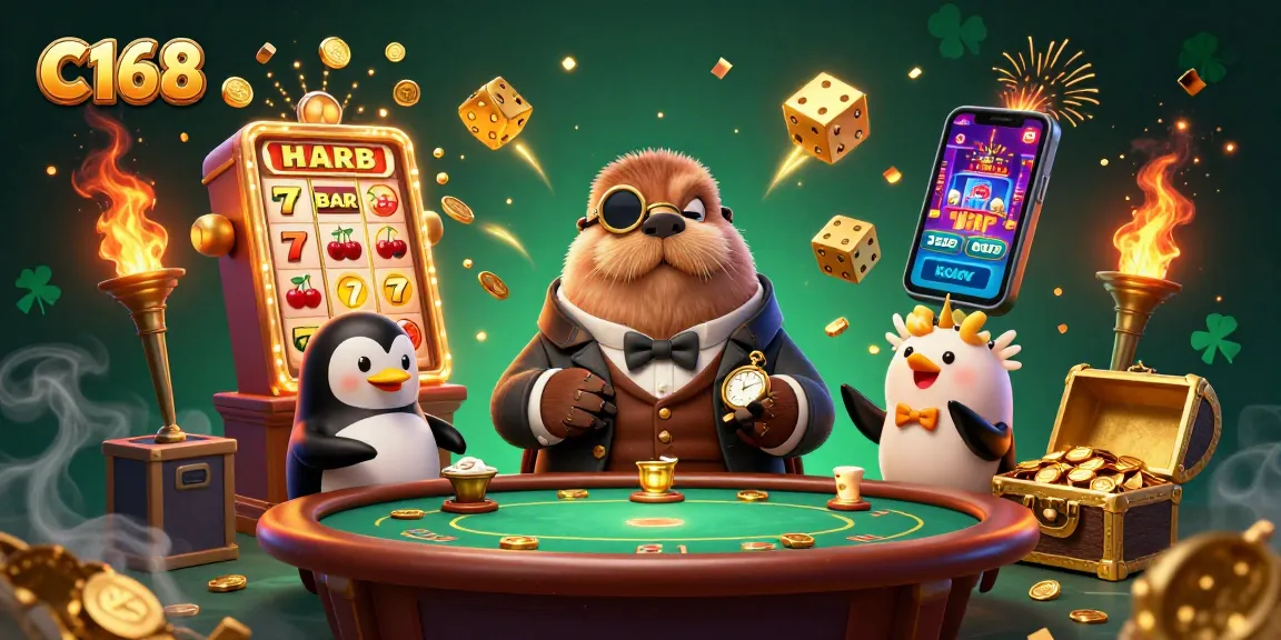 C168 elevates gaming with a dynamic underwater casino scene showcasing engaging characters and lively elements.