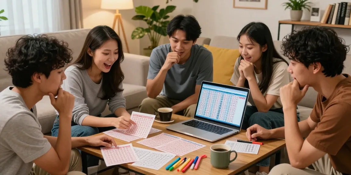 Analisis nomor rejeki bersama teman di ruang santai dengan tiket lotere.